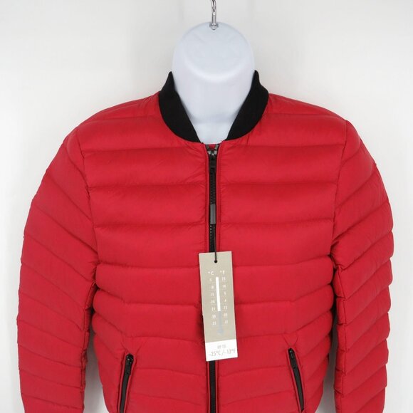 Sandova Women's XS Red Puffer Jacket Black Ribbed Trim NWT $295 - Picture 4 of 6